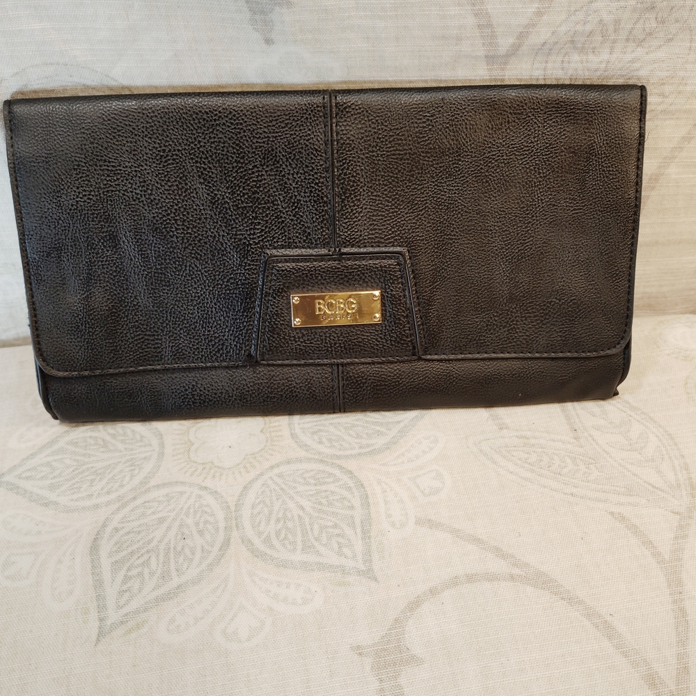 BCBG Black Clutch with Gold Accent